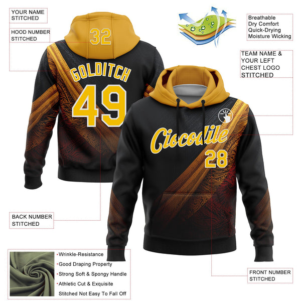 Custom Stitched Black Yellow-White 3D Pattern Design Germany Inspired Tribal Sportswear Pullover Sweatshirt Hoodie alternate