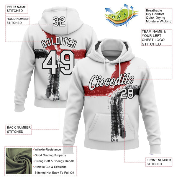 Custom Stitched White Red-Black 3D Pattern Design Splash Sports Pullover Sweatshirt Hoodie alternate