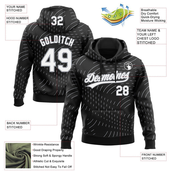 Custom Stitched Black White-Gray 3D Pattern Design Line Sportswear Pullover Sweatshirt Hoodie alternate