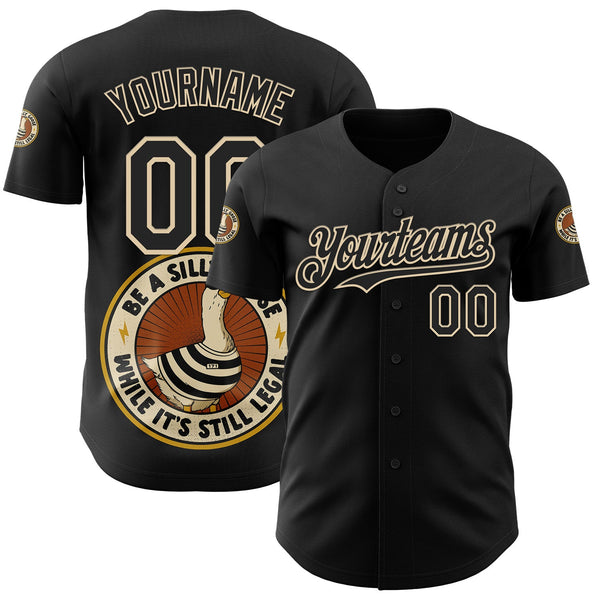 Custom Black Black-City Cream 3D Tobe Fonseca Be A Silly Goose - While it's Still Legal Authentic Baseball Jersey