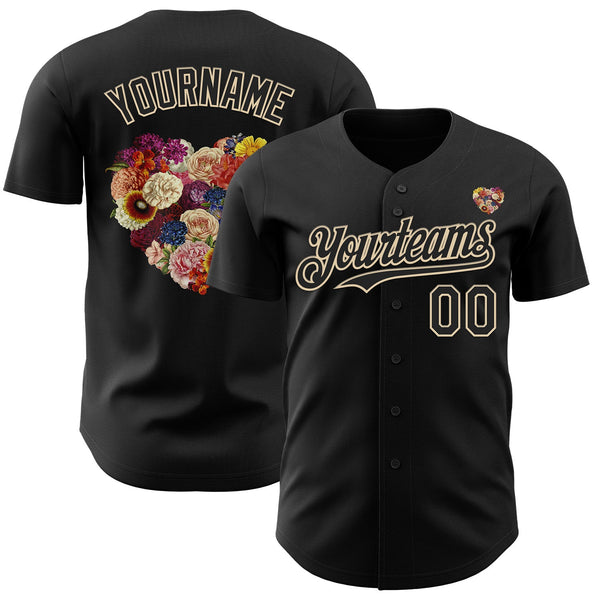 Custom Black Black-City Cream 3D Tobe Fonseca Blooming Love Authentic Baseball Jersey