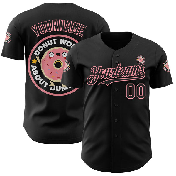 Custom Black Black-Medium Pink 3D Tobe Fonseca Donut Worry About Dumbshit Authentic Baseball Jersey