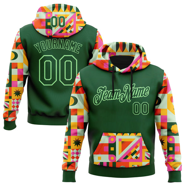 Custom Stitched Green Pea Green 3D Ambartive Abstract Shapes Pattern Sports Pullover Sweatshirt Hoodie