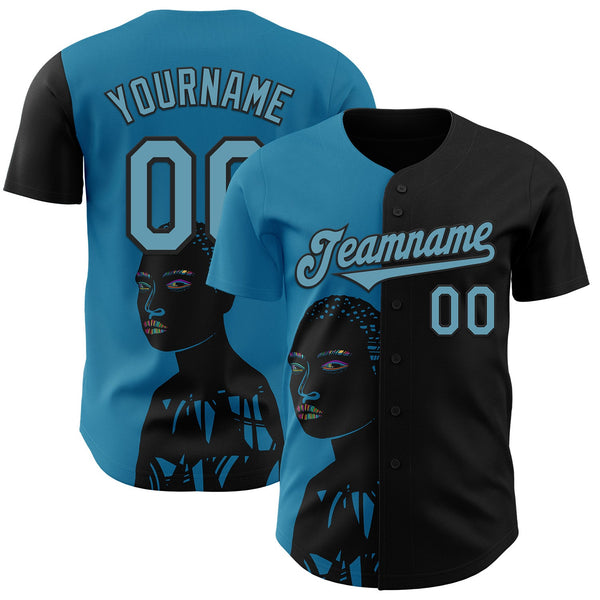 Custom Black Shadow Blue-Blue Ninhol Black Diamond Authentic Baseball Jersey