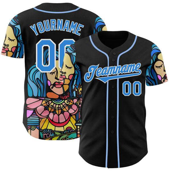 Custom Black Electric Blue-White Ninhol Cabocla Authentic Baseball Jersey