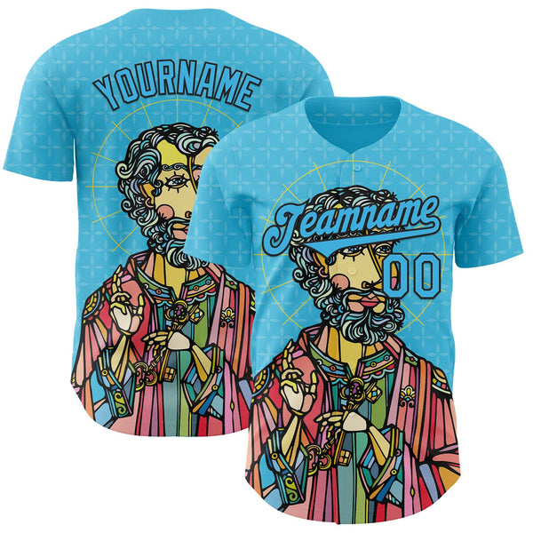 Custom Blue Sky Blue-Black Ninhol Pedro Authentic Baseball Jersey