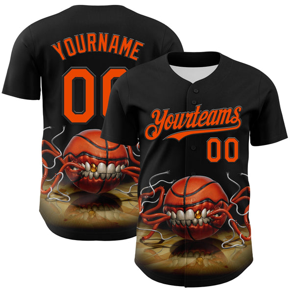 Custom Black Orange Tom Wood Hoop Monster Authentic Baseball Jersey