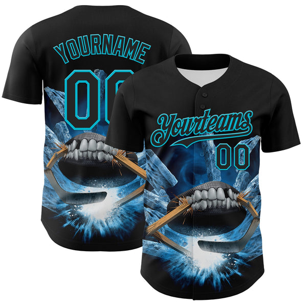 Custom Black Lakes Blue Tom Wood Monster Puck Authentic Baseball Jersey