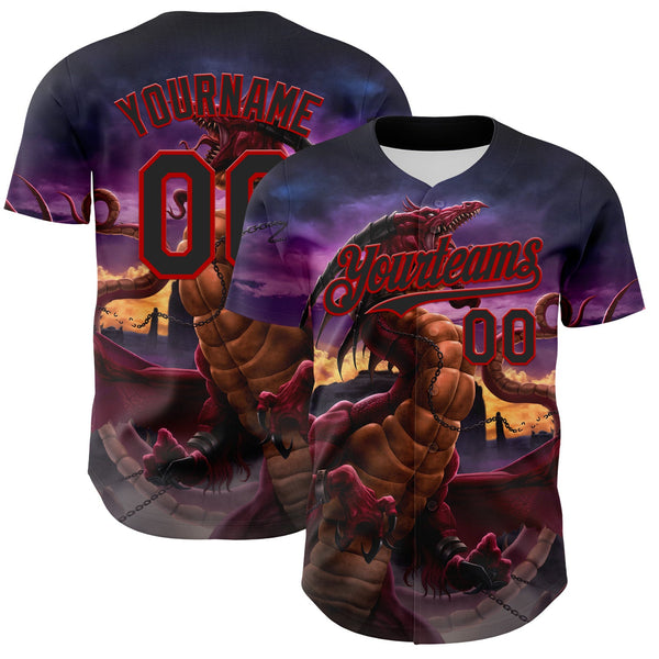 Custom Black Red Tom Wood Unleashed Authentic Baseball Jersey