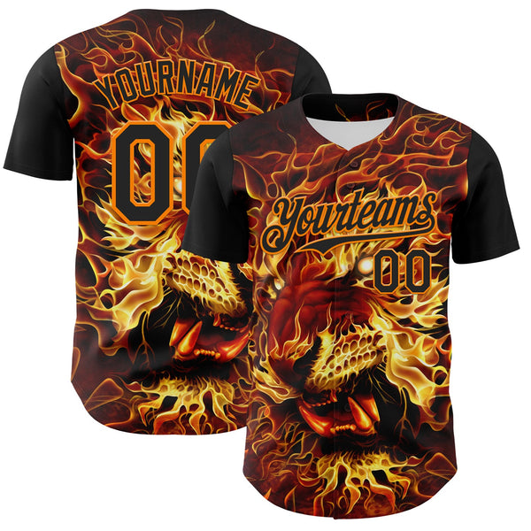Custom Black Bay Orange Tom Wood Fire Tiger Authentic Baseball Jersey