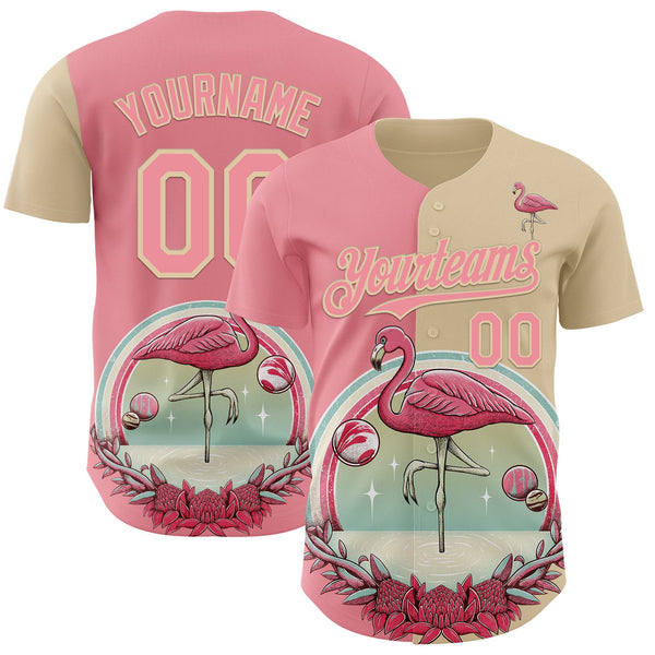 Custom Medium Pink-City Cream Buba Viedma Flamingo Badge Authentic Baseball Jersey