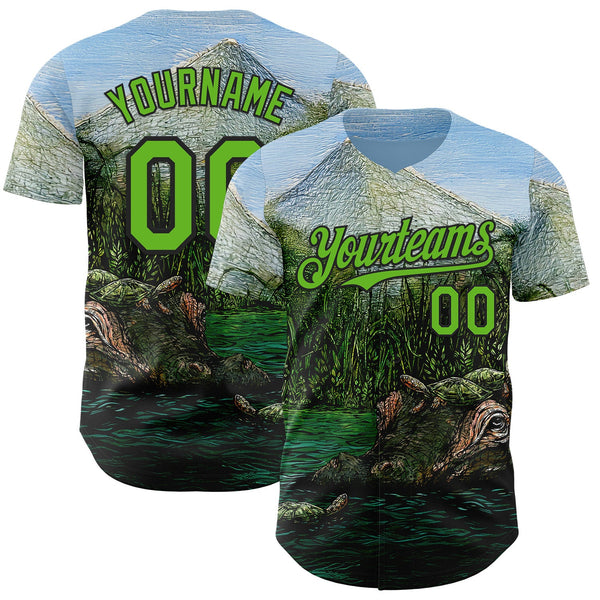 Custom Light Blue Aurora Green-Black David Lozeau The Hippo Authentic Baseball Jersey