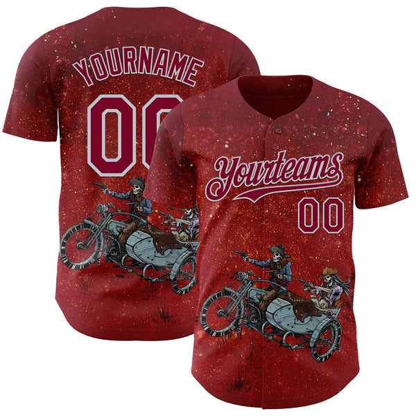 Custom Red Maroon-Silver David Lozeau Partners In Crime Authentic Baseball Jersey