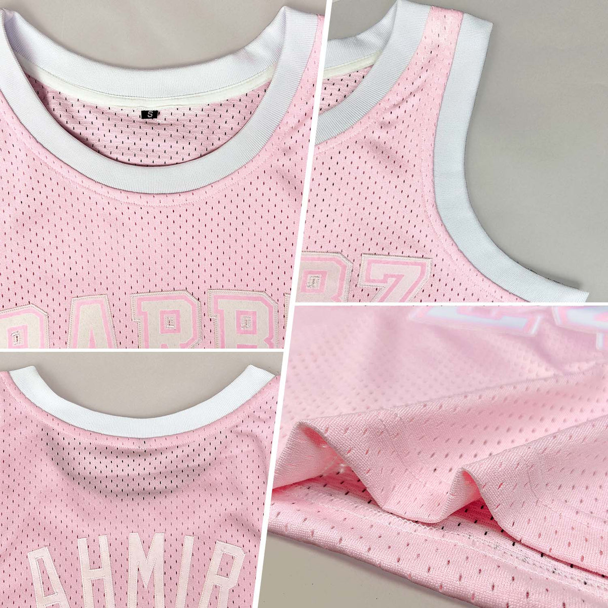 Custom Light Pink White Authentic Throwback Basketball Jersey - Back