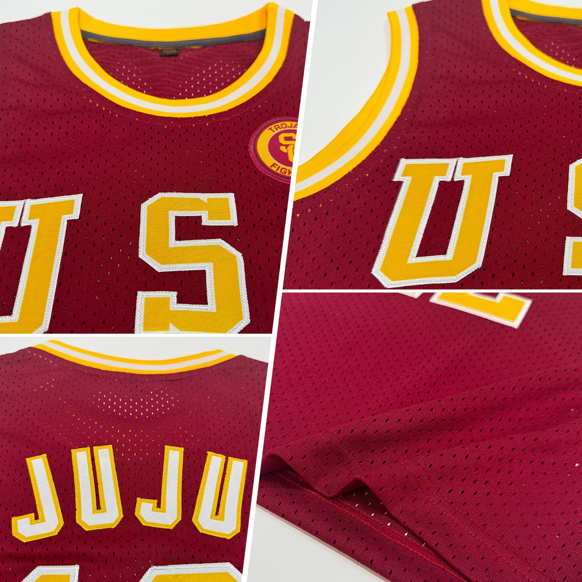 Custom Maroon Gold-White Authentic Throwback Basketball Jersey - Back