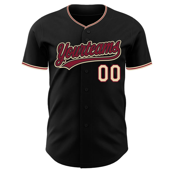 Custom Black City Cream-Crimson Authentic Baseball Jersey alternate