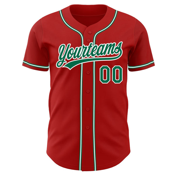 Custom Red Kelly Green-White Authentic Baseball Jersey alternate