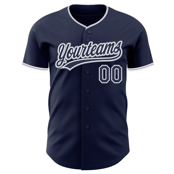 Custom Navy White-Gray Authentic Baseball Jersey alternate