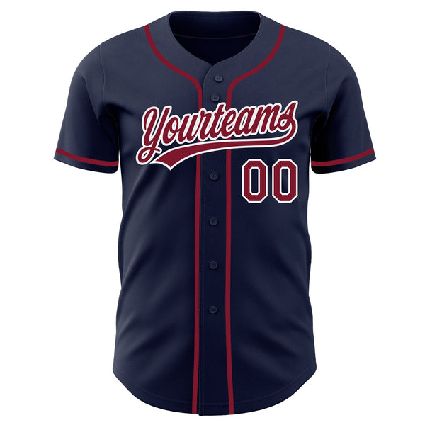 Custom Navy Crimson-White Authentic Baseball Jersey alternate