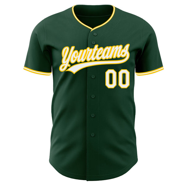 Custom Green White-Yellow Authentic Baseball Jersey alternate