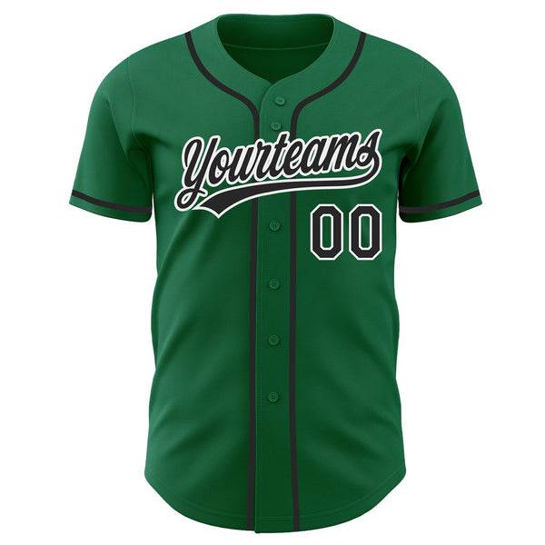 Custom Kelly Green Black-White Authentic Baseball Jersey alternate
