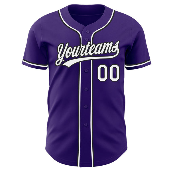 Custom Purple White-Black Authentic Baseball Jersey alternate