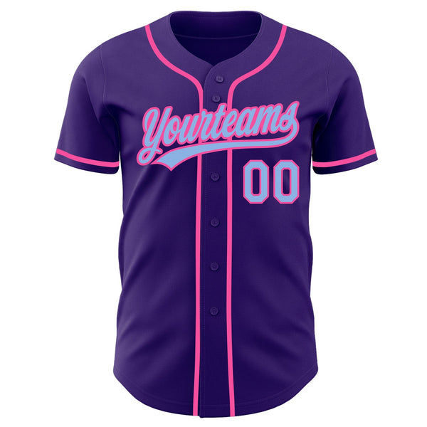 Custom Purple Light Blue-Pink Authentic Baseball Jersey alternate