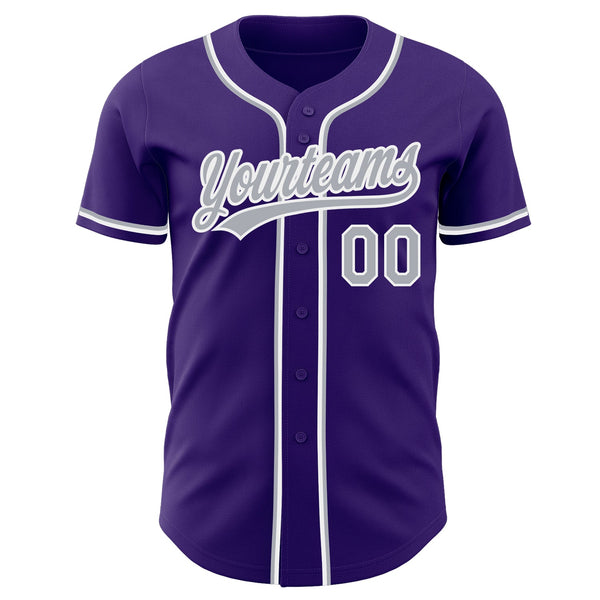 Custom Purple Gray-White Authentic Baseball Jersey alternate