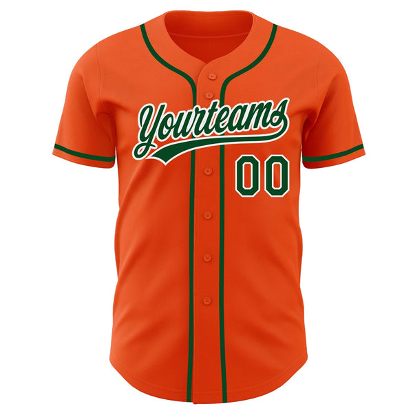 Custom Orange Green-White Authentic Baseball Jersey alternate