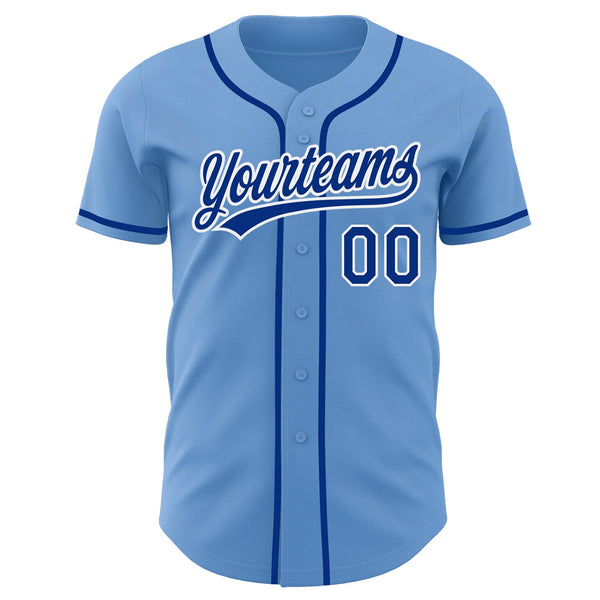 Custom Light Blue Royal-White Authentic Baseball Jersey alternate