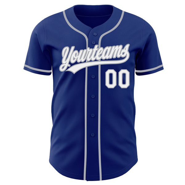 Custom Royal White-Gray Authentic Baseball Jersey alternate