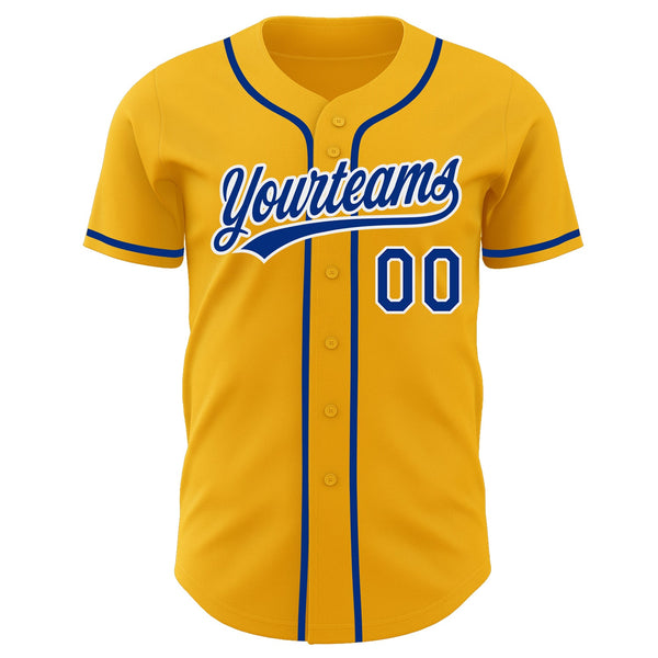 Custom Gold Royal-White Authentic Baseball Jersey alternate