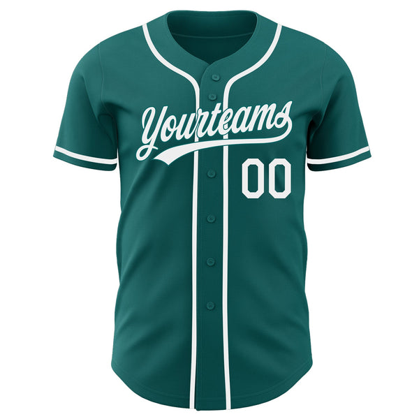Custom Teal-White Authentic Baseball Jersey alternate