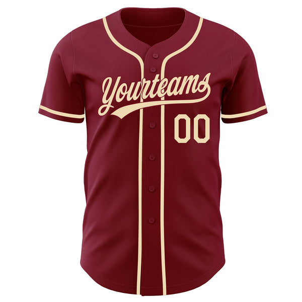 Custom Crimson-Cream Authentic Baseball Jersey alternate