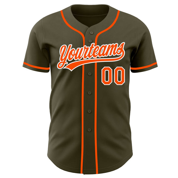 Custom Olive Orange-White Authentic Baseball Jersey alternate