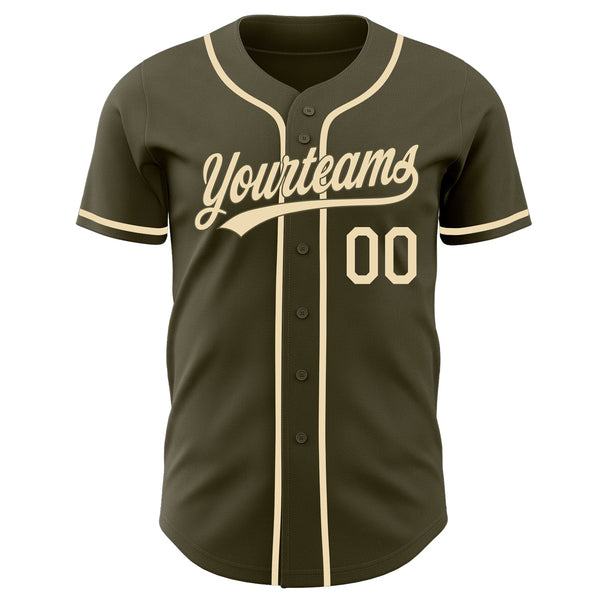 Custom Olive-Cream Authentic Baseball Jersey alternate