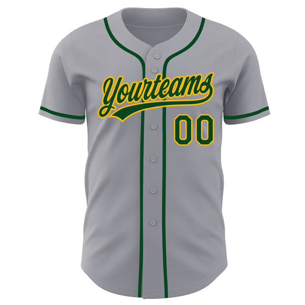 Custom Gray Green-Gold Authentic Baseball Jersey alternate