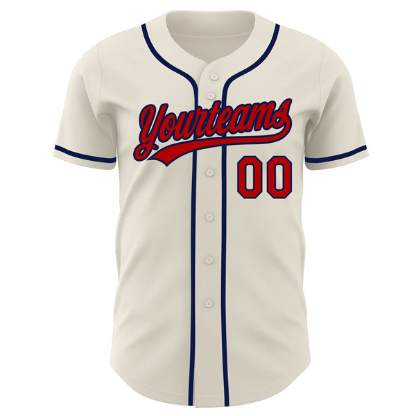Custom Cream Red-Navy Authentic Baseball Jersey alternate