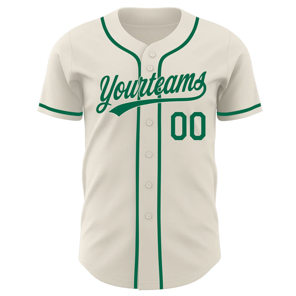 Custom Cream-Kelly Green Authentic Baseball Jersey alternate