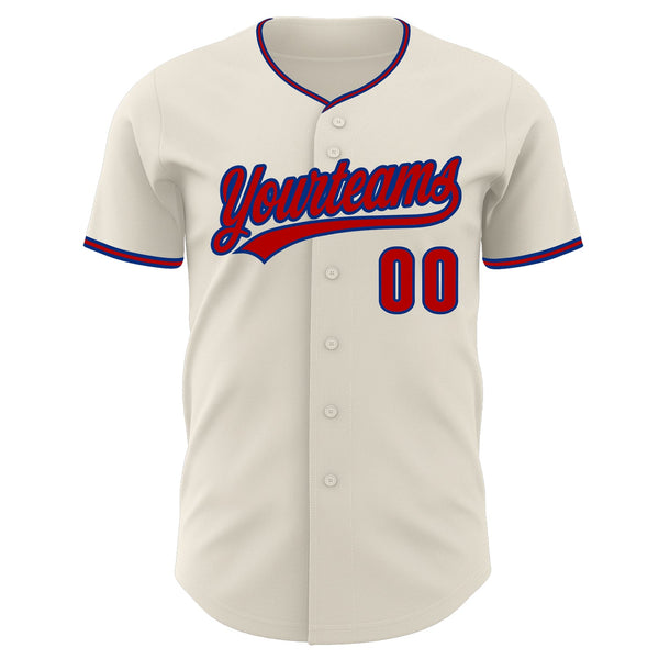 Custom Cream Red-Royal Authentic Baseball Jersey alternate