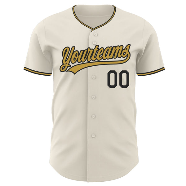 Custom Cream Black-Old Gold Authentic Baseball Jersey alternate