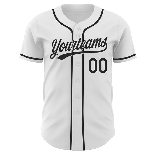Custom White-Black Authentic Baseball Jersey alternate