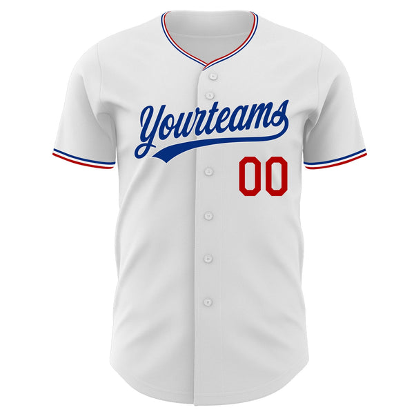 Custom White Red-Royal Authentic Baseball Jersey alternate