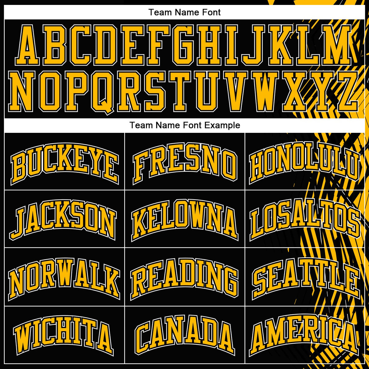 Custom Black Gold-White Round Neck Sublimation Basketball Uniform Jersey - Front