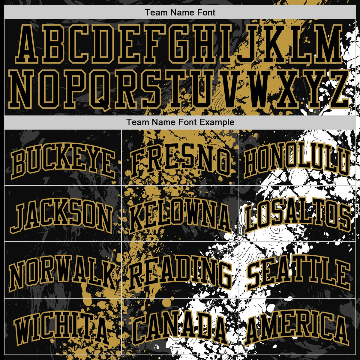 Custom Black Old Gold-White Splash Round Neck Sublimation Basketball Set Jersey - Detail