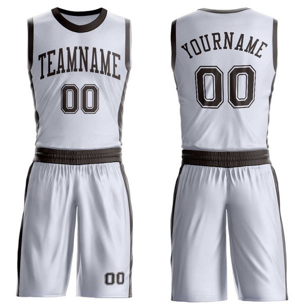 Custom White Brown Round Neck Basketball Uniform Jersey