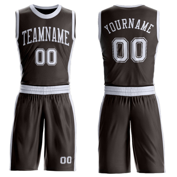 Custom Brown White Round Neck Basketball Uniform Jersey