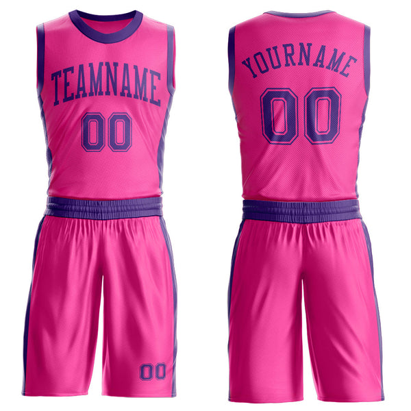 Custom Pink Purple Round Neck Basketball Uniform Jersey