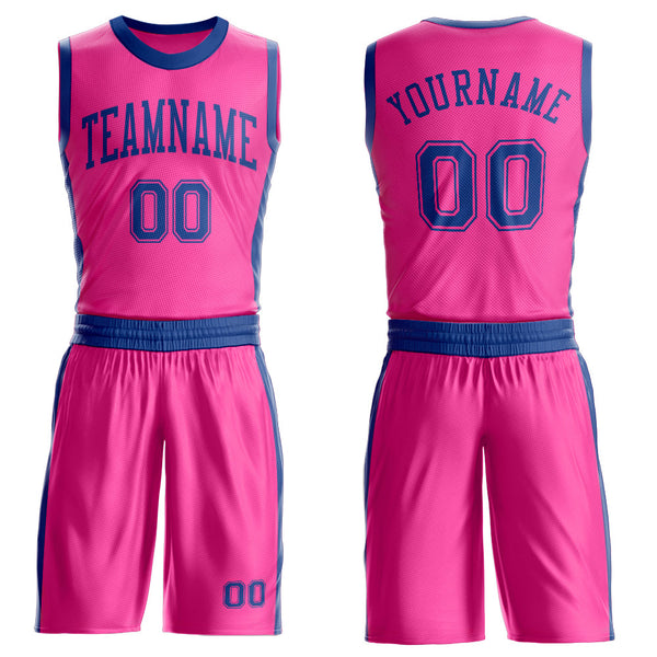 Custom Pink Royal Round Neck Basketball Uniform Jersey