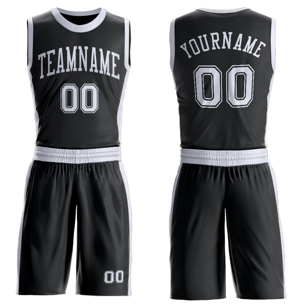 Custom Black White Round Neck Basketball Uniform Jersey